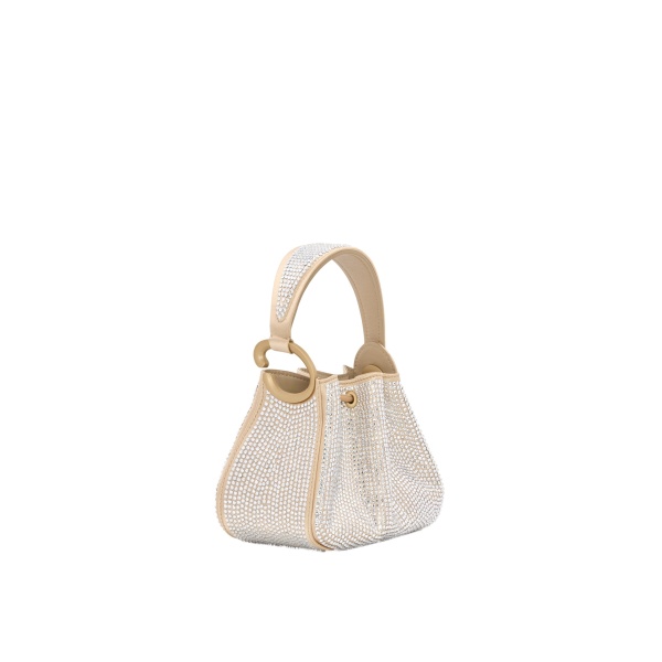 Oscar de la Renta Nano Crystal Pavé O Handle Bag in Champagne