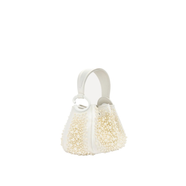 Oscar de la Renta Nano Pearl Embroidered O Handle Bag