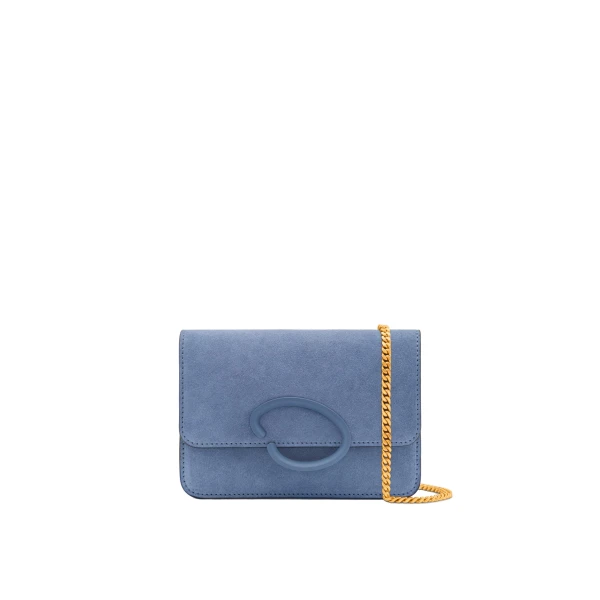 Oscar de la Renta O Pochette in Denim Blue Suede