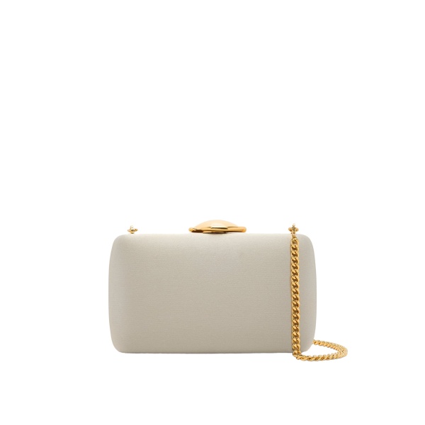 Oscar de la Renta O Satin Minaudière in Champagne