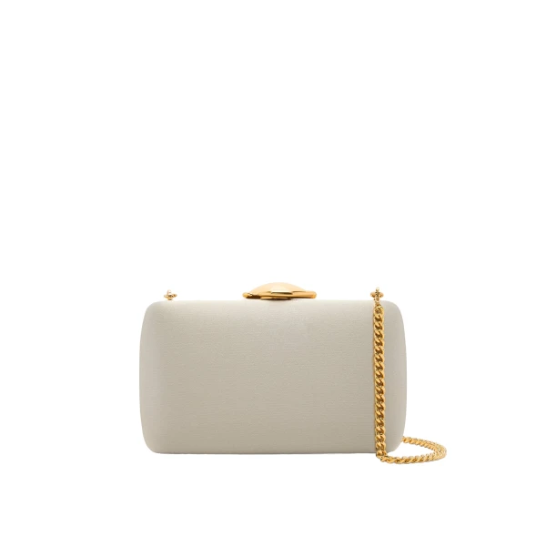 Oscar de la Renta O Satin Minaudière in Champagne