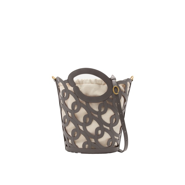 Oscar de la Renta Oscar Chain-Link Leather Tote in Grey