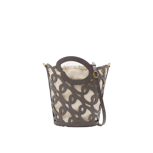 Oscar de la Renta Oscar Chain-Link Leather Tote in Grey