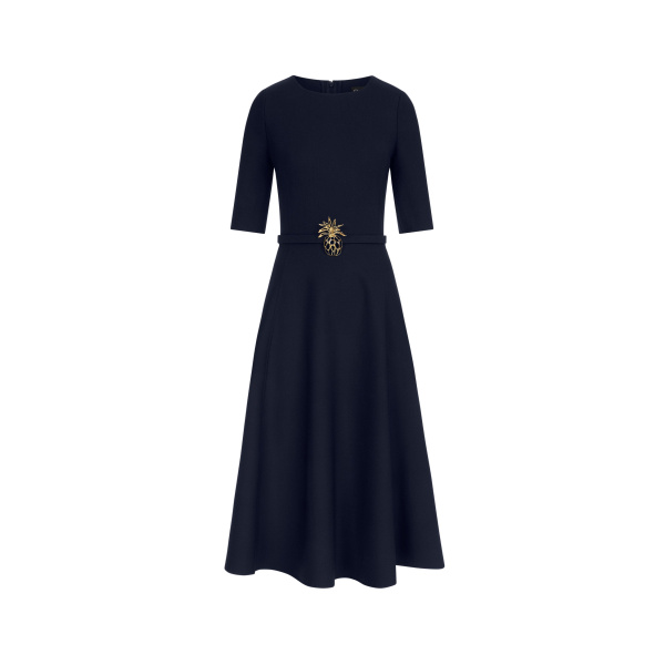 Oscar de la Renta Pineapple Belt Wool Dress | Dresses | Coveti