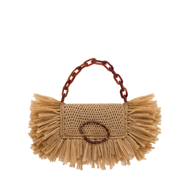 Oscar de la Renta Raffia Fringe O Pochette