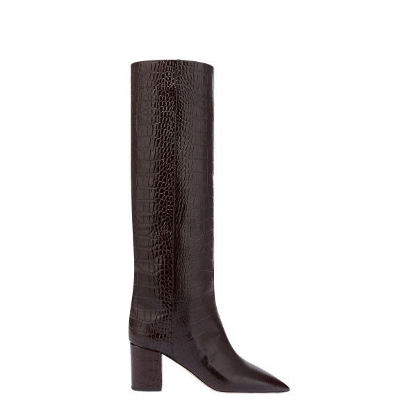Paris Texas Anja 70 Boots in Ebano Croc-Embossed Leather