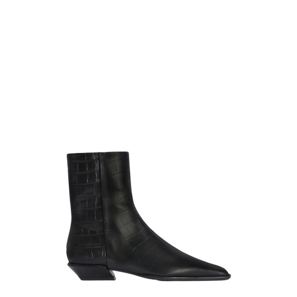 Paris Texas Bettina 25 Ankle Boots in Carbone Croc-Embossed Leather