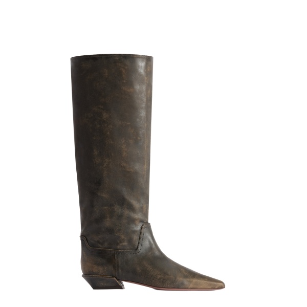 Paris Texas Bettina 25 Boots in Mud Vintage-Finish Leather