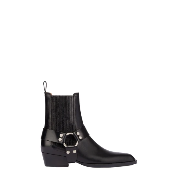 Paris Texas Helena 35 Ankle Boots in Black Shiny Vintage Leather