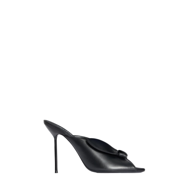 Paris Texas Lidia 105 Bow Mules in Black Nappa Leather