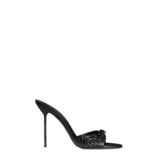 Paris Texas Lidia 105 Buckle Mules in Carbone Croc-Embossed Leather