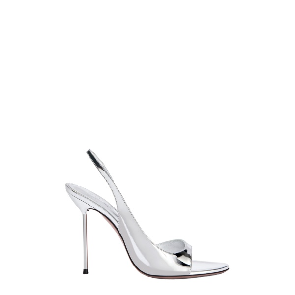 Paris Texas Lidia 105 Slingback Sandals in Silver Mirrored Leather