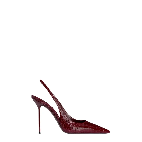 Paris Texas Lidia 105 Slingbacks in Deep Red Python-Print Leather