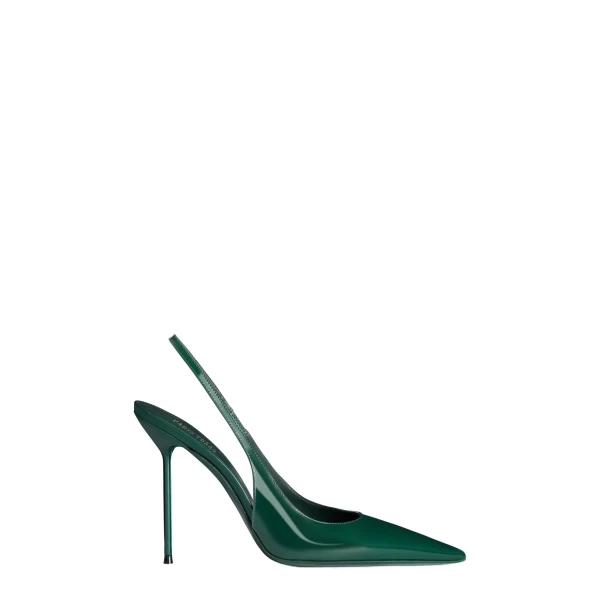 Lidia 105 Slingbacks in Green Noir Patent Leather