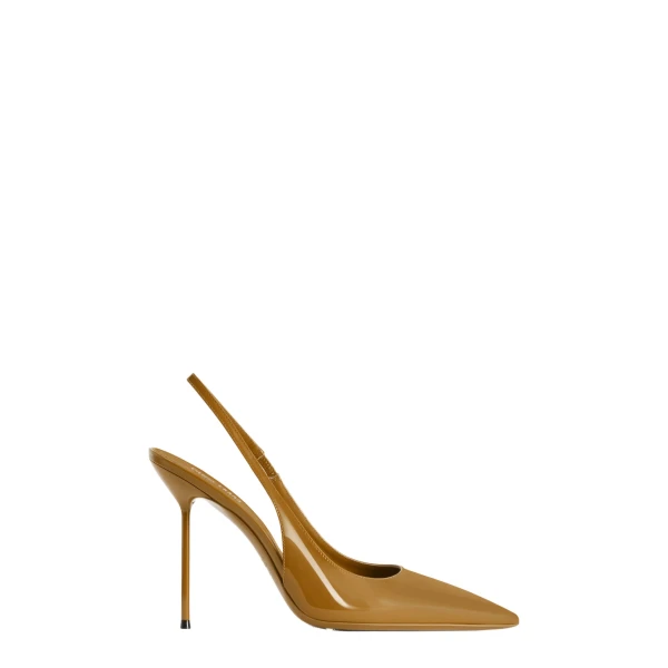 Paris Texas Lidia 105 Slingbacks in Mustard Patent Leather