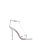 Paris Texas Lidia 105 T Strap Sandals in Silver Mirrored Leather