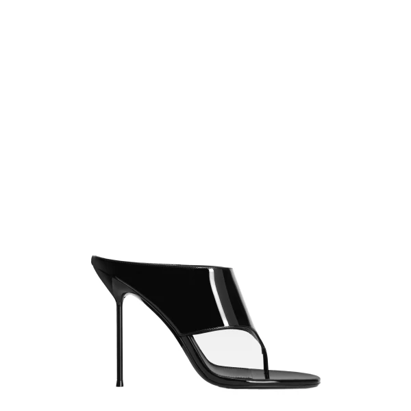 Lidia 105 Thong Mules in Black Patent Leather