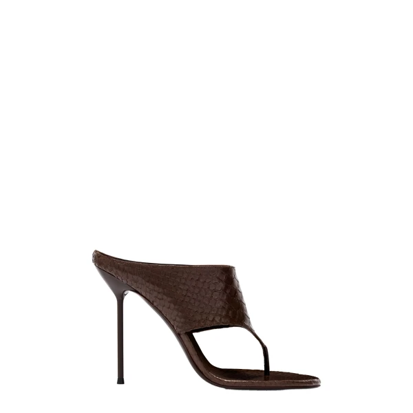 Lidia 105 Thong Mules in Ebano Python-Print Leather