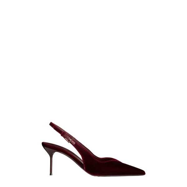 Lidia 70 Buckle Slingbacks in Deep Red Velvet