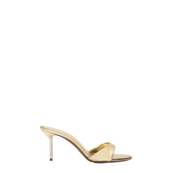 Paris Texas Lidia 70 Mules in Gold Mirrored Leather