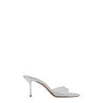 Paris Texas Lidia 70 Mules in Silver PVC and Mirrored Leather