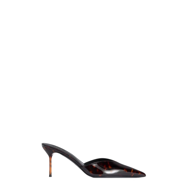 Lidia 70 Sabots in Tortoise Printed Patent Leather