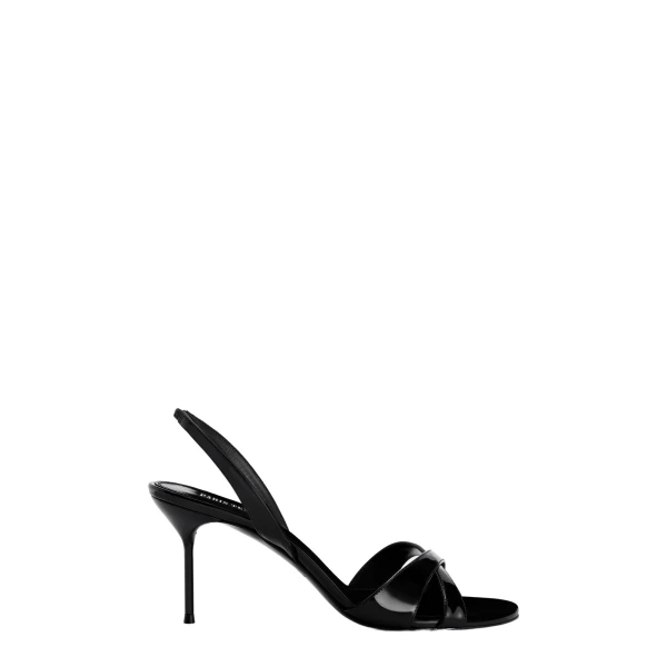 Lidia 70 Slingback Sandals in Black Patent Leather