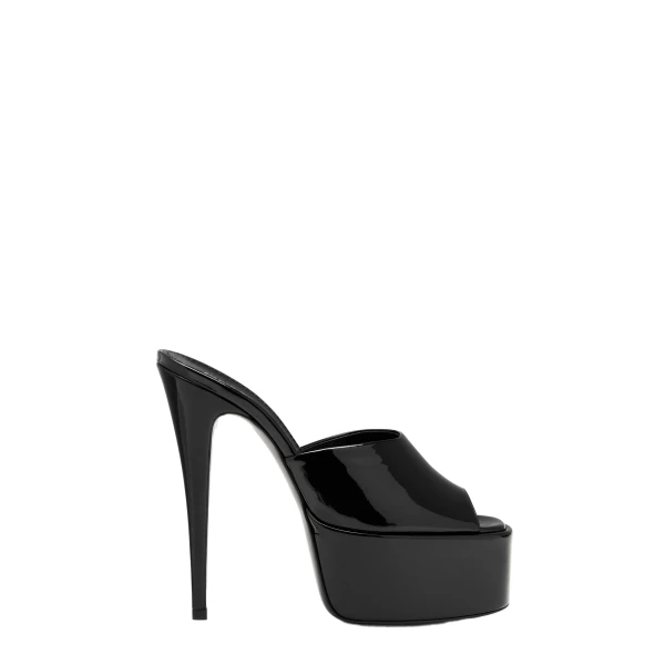 Marina 130 Mules in Black Patent Leather
