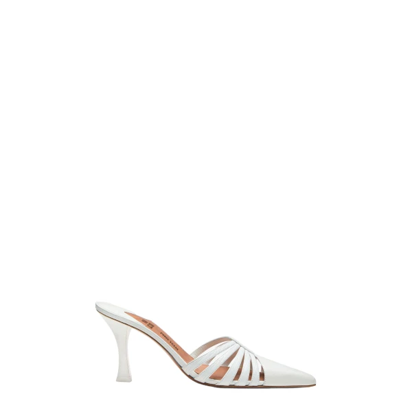 Paris Texas Nadia 85 Mules in White Shiny Kid Leather