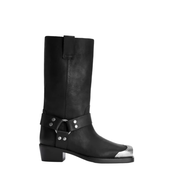 Paris Texas Roxy 45 Embellished Toe Boots in Black Leather