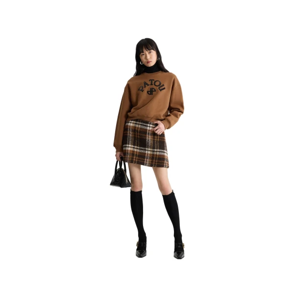 A-line mini skirt in Autumn Checkerboard wool blend - Image 2