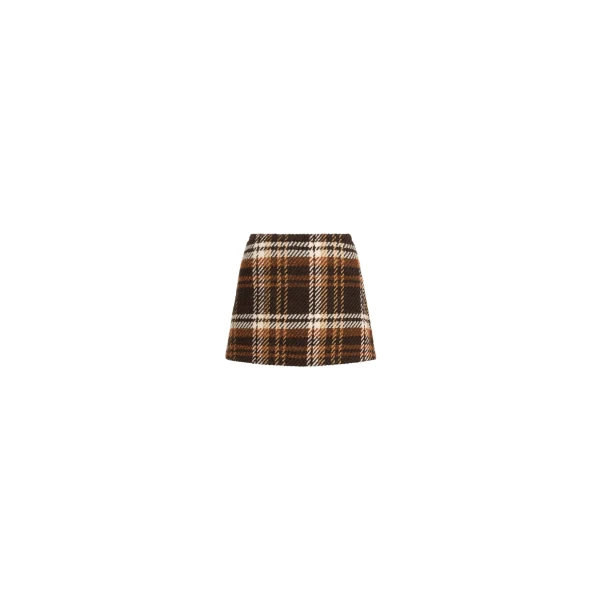 A-line mini skirt in Autumn Checkerboard wool blend