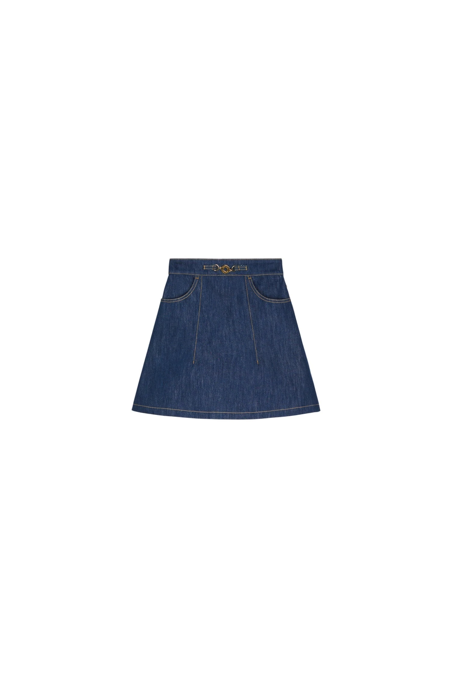 Patou A-line mini skirt in Rodeo Blue organic denim | Skirts | Coveti Patou A-line mini skirt in Rodeo Blue organic denim