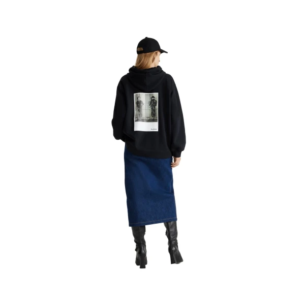 Archive grosgrain hoodie in Black organic cotton - Image 3