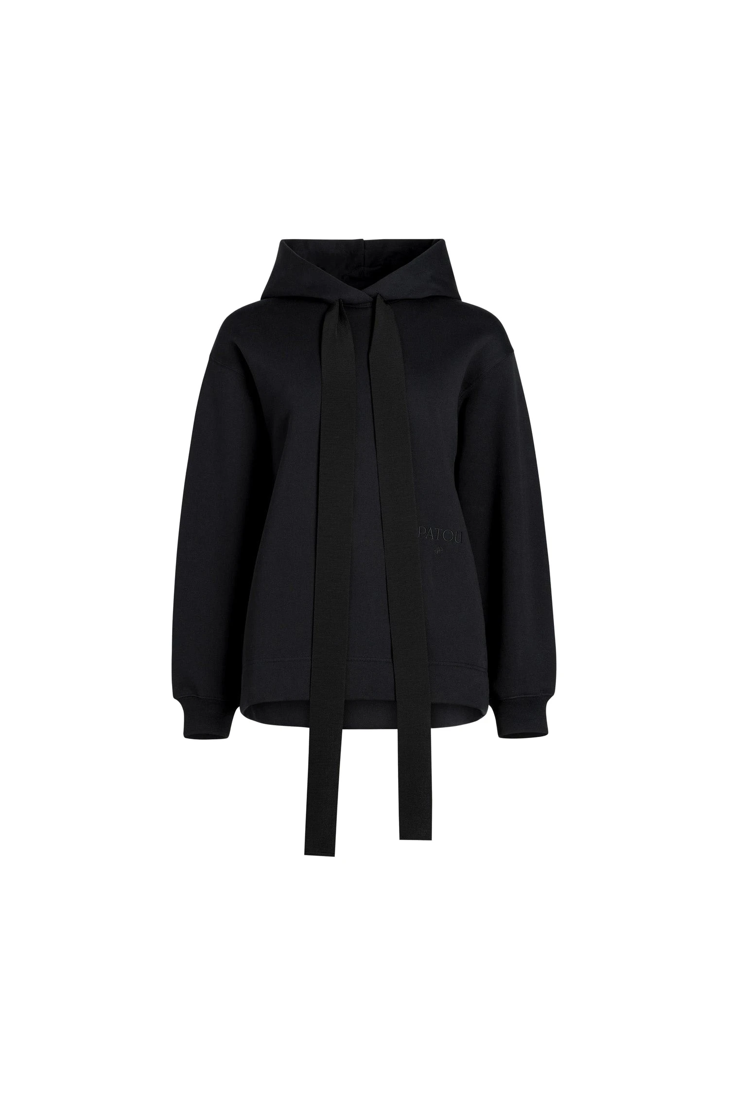 Patou Archive grosgrain hoodie in Black organic cotton | Hoodies | Coveti Patou Archive grosgrain hoodie in Black organic cotton