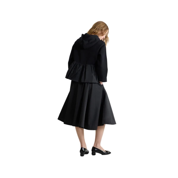 Asymmetric bermuda shorts in Black recycled faille - Image 3