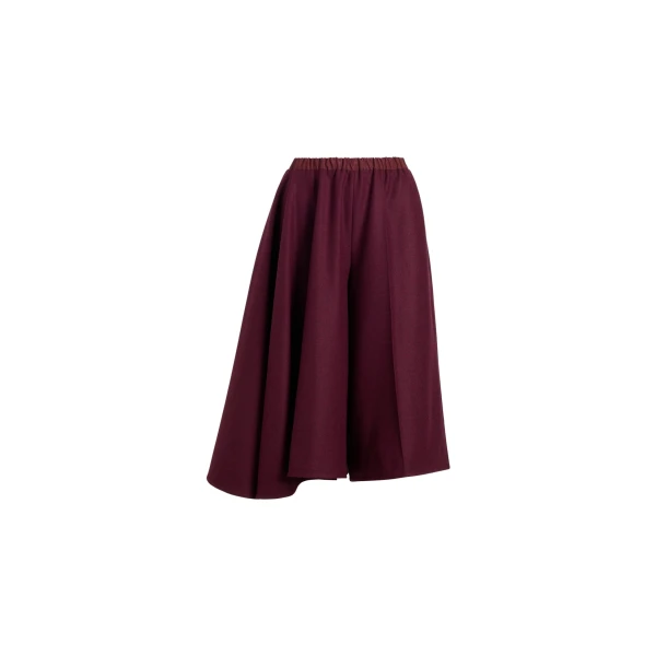 Patou Asymmetric bermuda shorts in Syrah recycled wool blend flannel