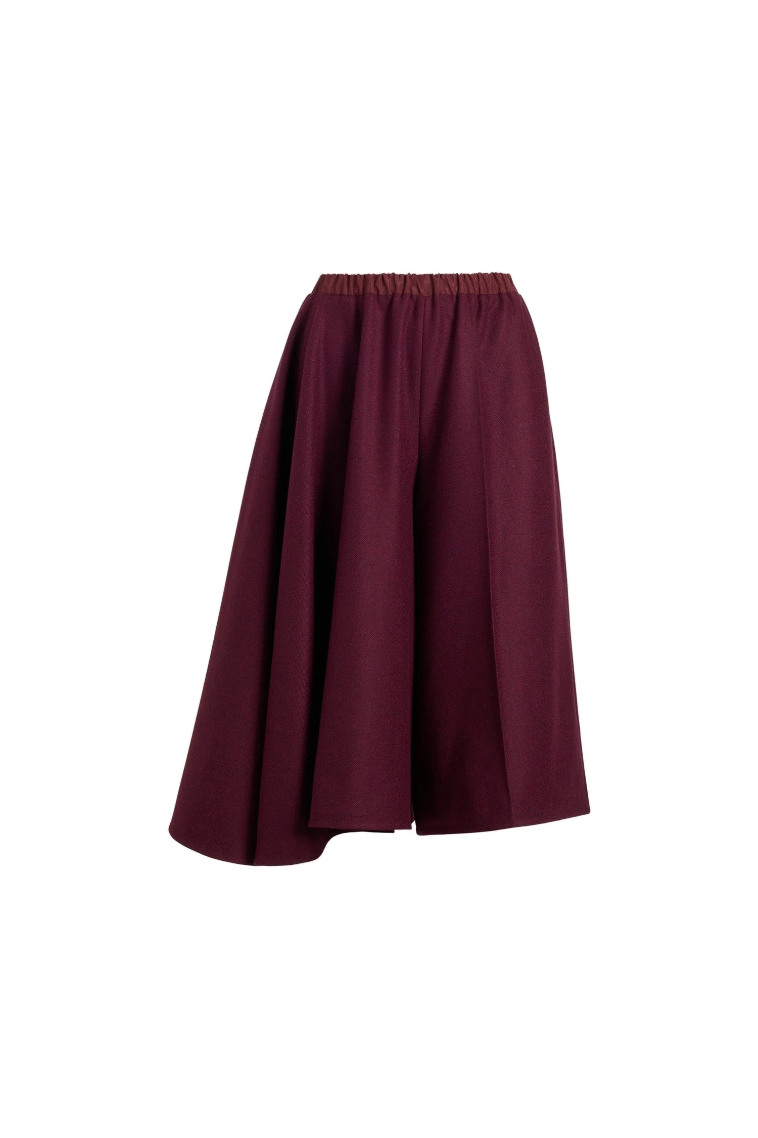 Patou Asymmetric bermuda shorts in Syrah recycled wool blend flannel | Shorts | Coveti Patou Asymmetric bermuda shorts in Syrah recycled wool blend flannel