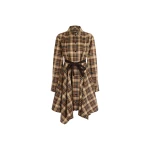 Patou Asymmetric midi shirt dress in Chestnut Heritage Tartan cotton
