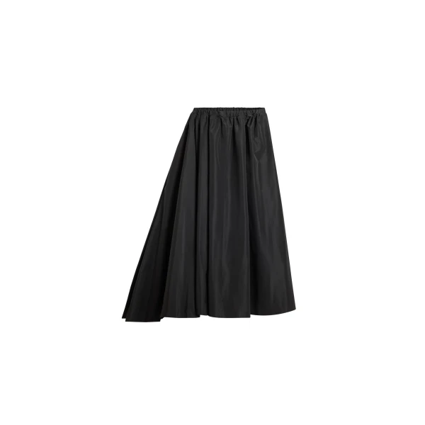Asymmetric midi skirt in Black recycled faille