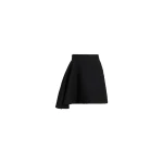 Patou Asymmetric mini skirt in Black sustainable wool blend tweed