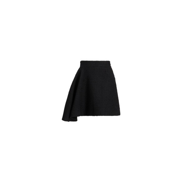 Patou Asymmetric mini skirt in Black sustainable wool blend tweed