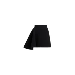 Patou Asymmetric mini skirt in Black sustainable wool blend