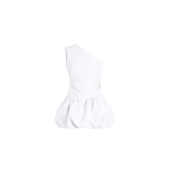Patou Asymmetric recycled faille mini dress in White