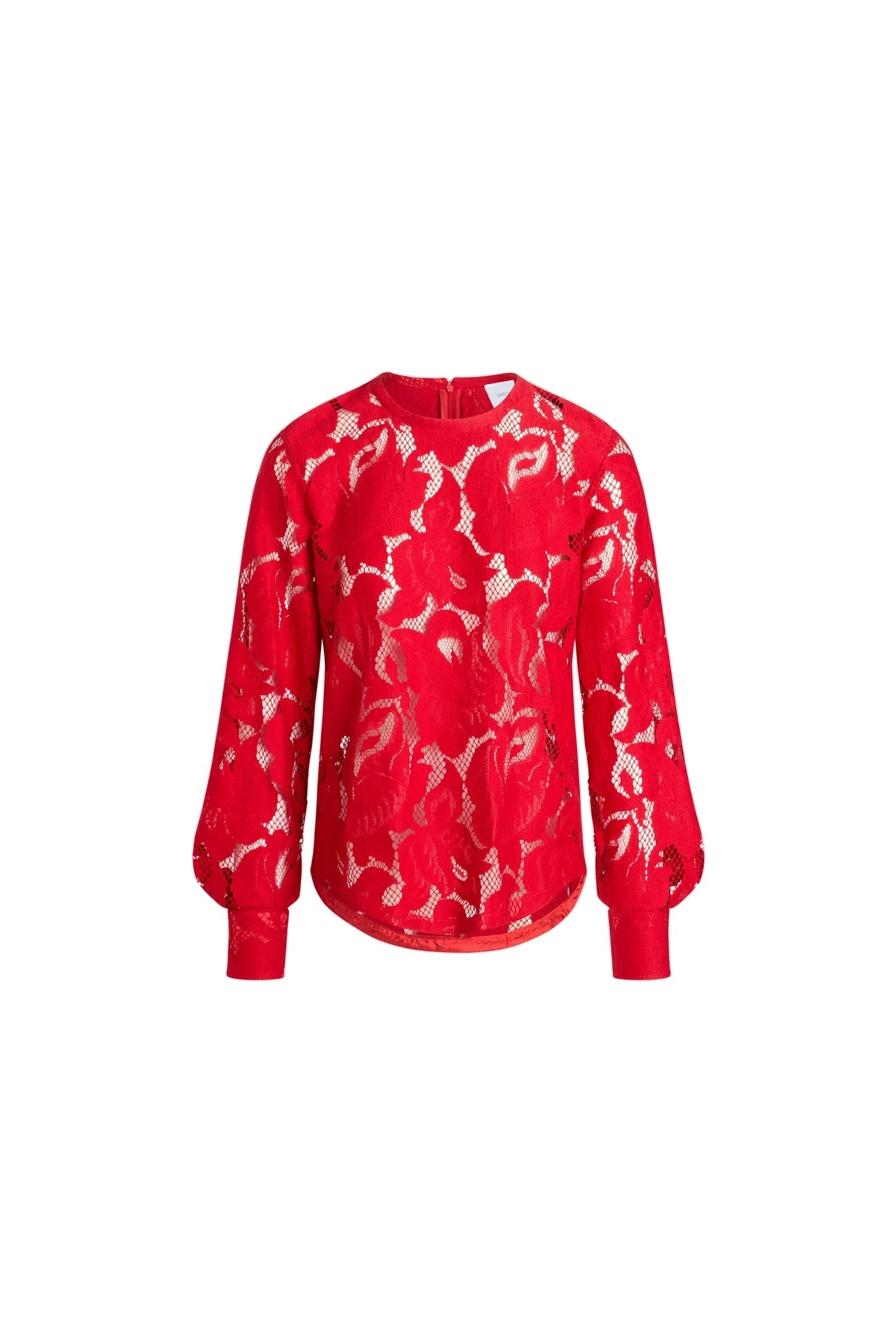 Patou Balloon sleeve top in Babylone Red organic cotton blend lace | Tops | Coveti Patou Balloon sleeve top in Babylone Red organic cotton blend lace