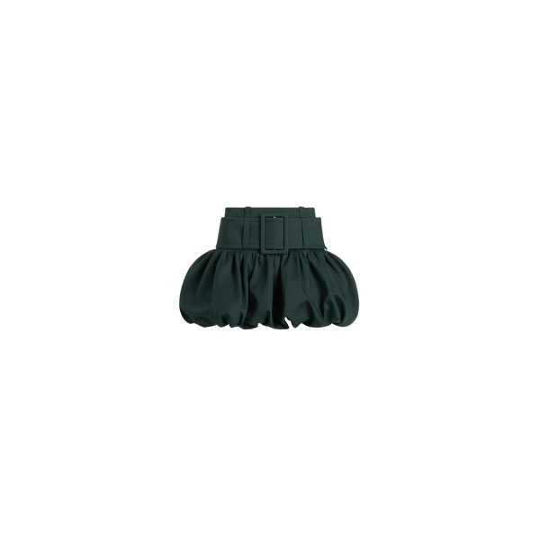 Patou Belted bubble mini skirt in Garden Green organic cotton gabardine
