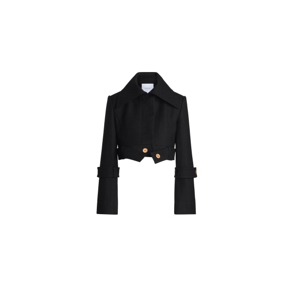 Patou Belted cropped jacket in Black wool