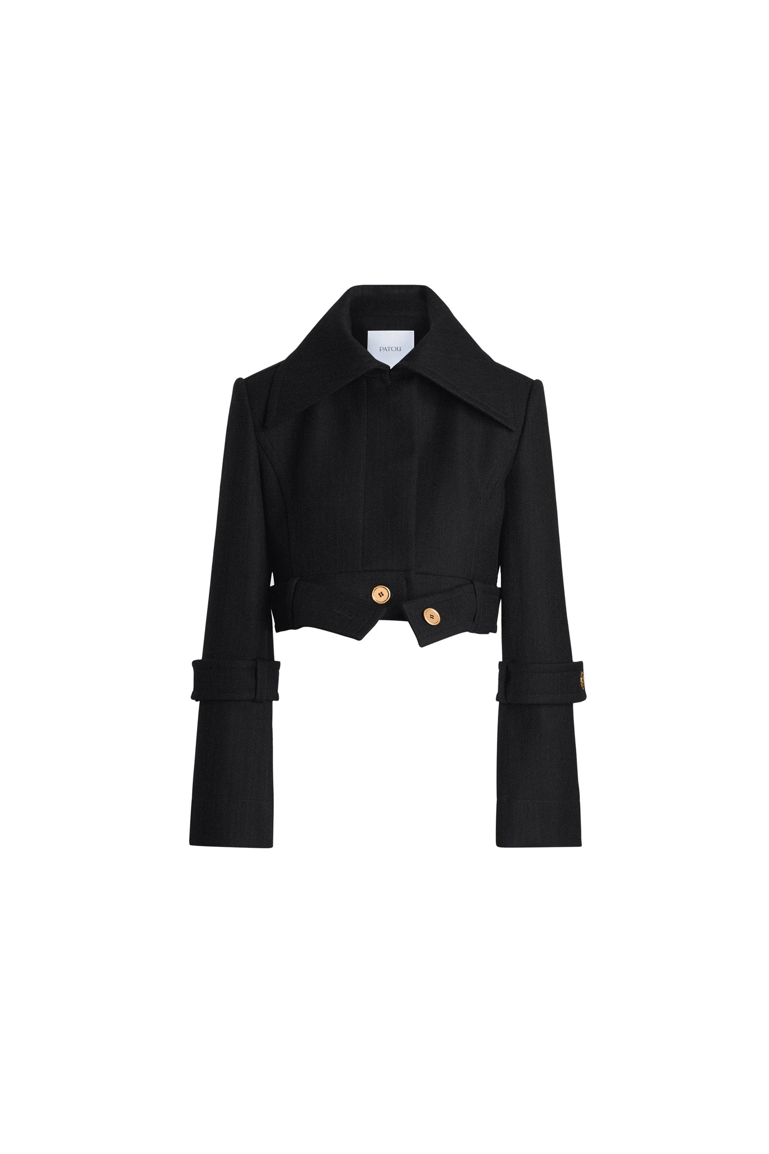 Patou Belted cropped jacket in Black wool | Jackets | Coveti Patou Belted cropped jacket in Black wool