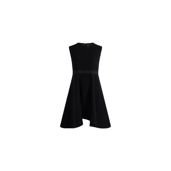 Patou Belted midi dress in Black wool