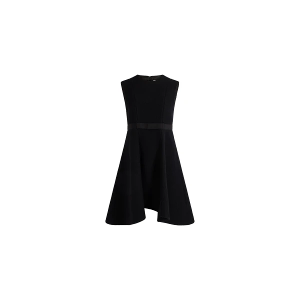 Belted midi dress in Black wool